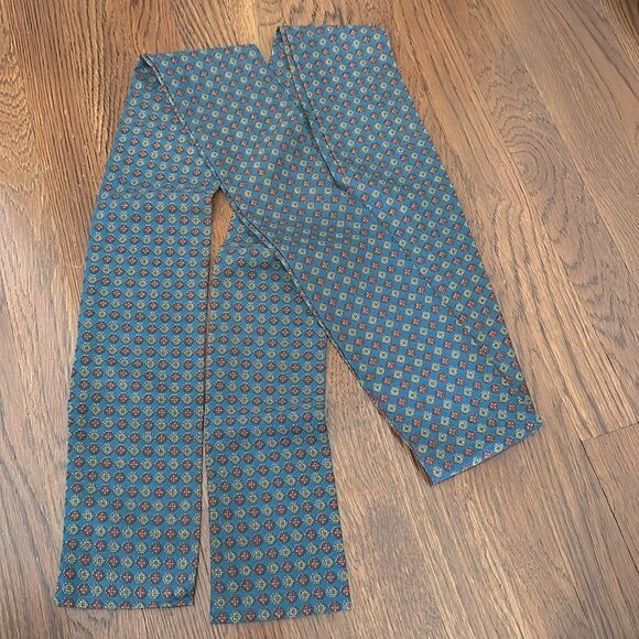 Vintage Dark Teal Blue/Green & Maroon Paisley Patterned Long Wide Scarf or Belt - Picture 4 of 5